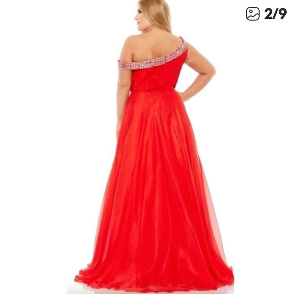 Mac Duggal Vibrant Red One-Shoulder Maxi Dress - Picture 2 of 2